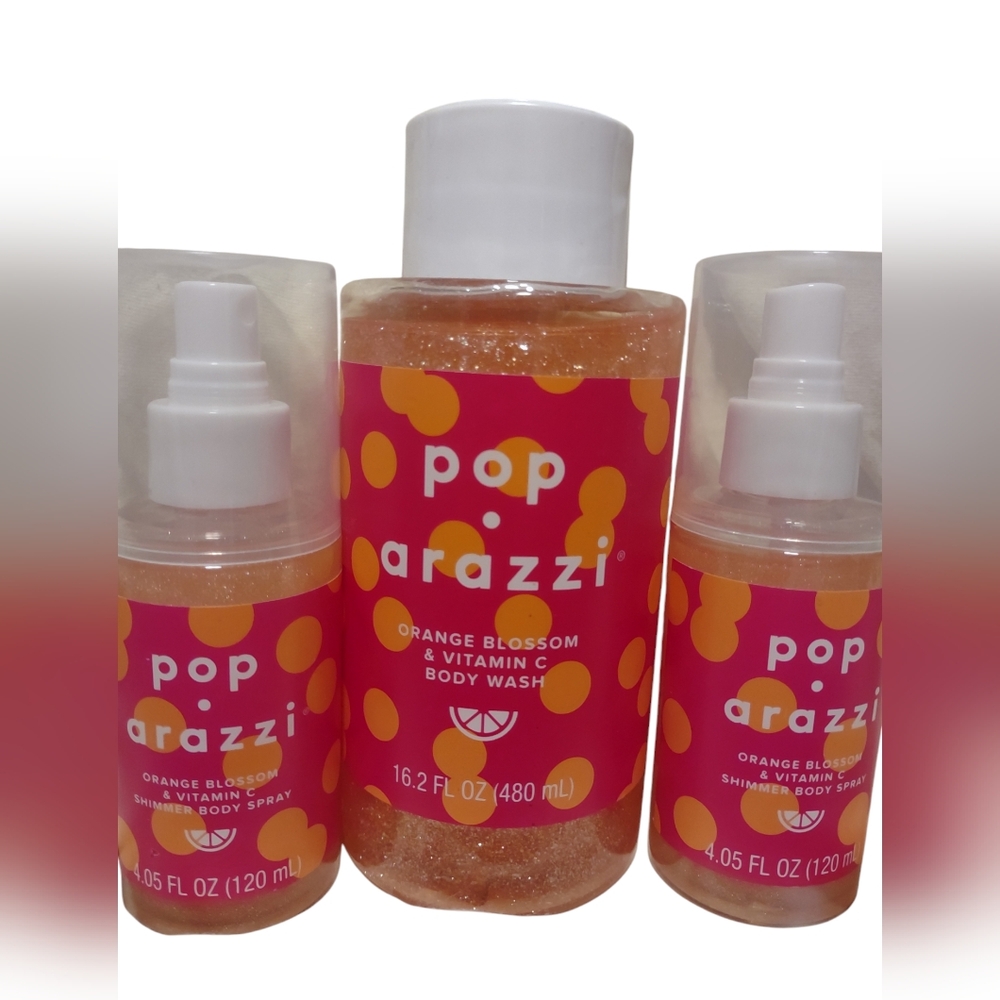 NEW Poparazzi Orange blossom body wash and body spray glitter shimmer